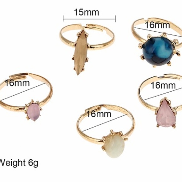 New Wonder Mom Gold Adjustable Stone 5Pc Ring Set - Picture 4 of 4